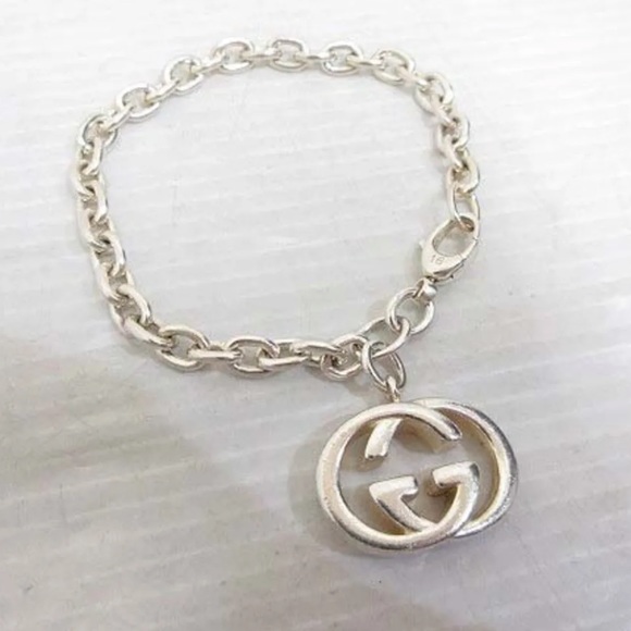 GUCCI Statement Logo Double G 925 Sterling Sillver Bracelet - Picture 1 of 6